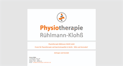 Desktop Screenshot of physiotherapie-ruehlmann.de