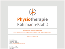 Tablet Screenshot of physiotherapie-ruehlmann.de